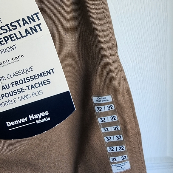 NWT Denver Hayes Nanotex Spill Resistant Wrinkle Resistant Khakis Brown 30x32 - Picture 10 of 11